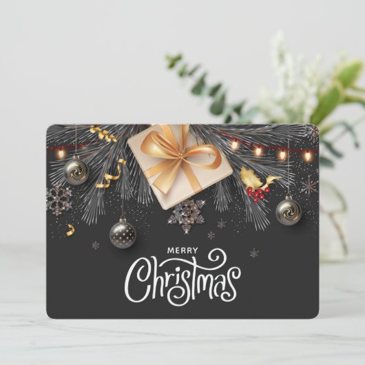 Vrolijk kerstvlak feestdagenkaart (Staand voorkant)