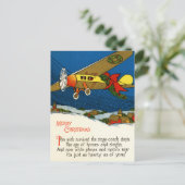Vrolijk  kerstvliegtuig feestdagenkaart (Staand voorkant)