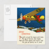 Vrolijk  kerstvliegtuig feestdagenkaart (Voorkant / Achterkant)