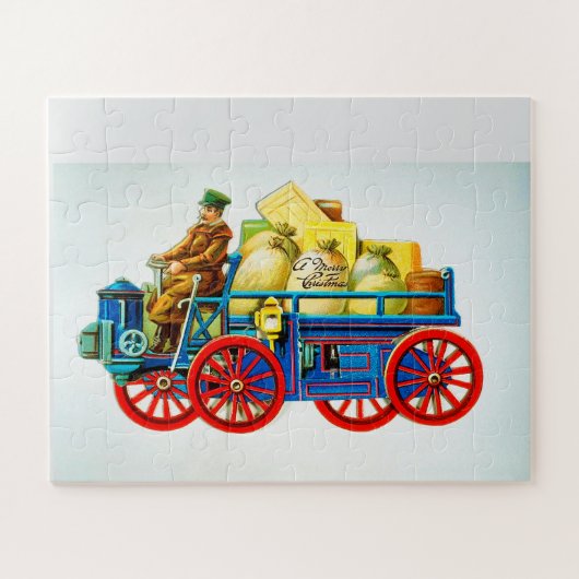 Vrolijk kerstvoertuig legpuzzel (Horizontaal)