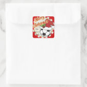 Vrolijk kerstVoetbal | DIY-naam Vierkante Sticker (Tas)