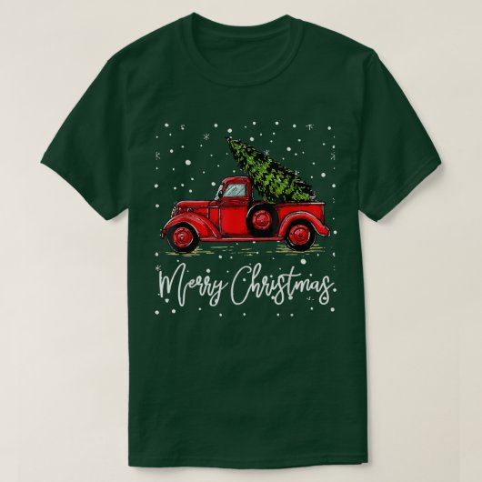Vrolijk kerstvrachtwagen rood met boomwormen Pajam T-shirt (Design voorkant)