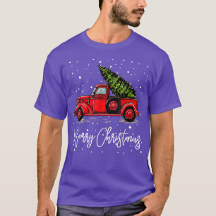 Vrolijk kerstvrachtwagen rood met boomwormen Pajam T-shirt