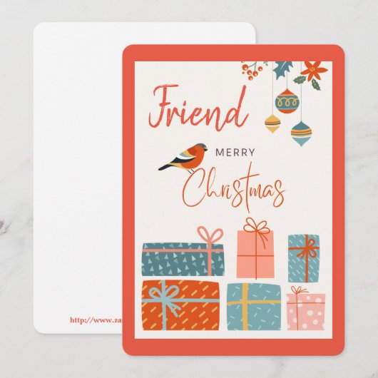 Vrolijk kerstvriendje met Ornament zalm Feestdagenkaart (Voorkant / Achterkant)