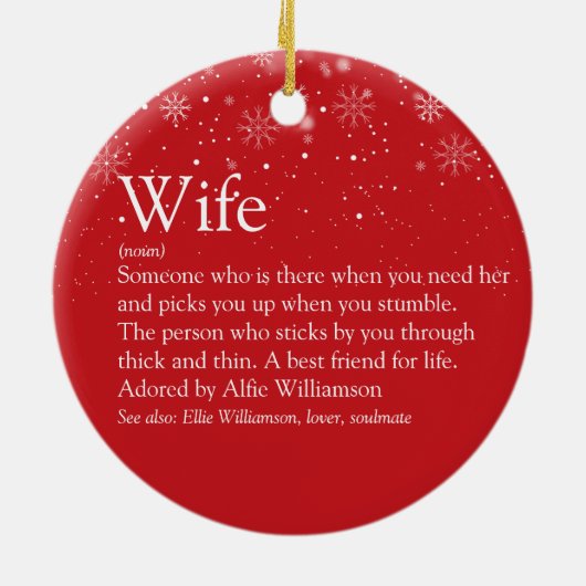 Vrolijk kerstvrouw Definitie Snowflakes Keramisch Ornament (Achterkant)