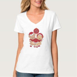 Vrolijk kerstvrouwen V-hals T-shirt