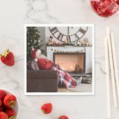 Vrolijk kerstwapen en Cozy Fireplace Santa Servet (Insitu)