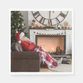 Vrolijk kerstwapen en Cozy Fireplace Santa Servet (Voorkant)