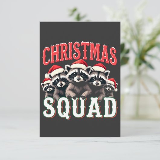 Vrolijk Kerstwasbeer Santa Hat Lovers Bedankkaart (Staand voorkant)