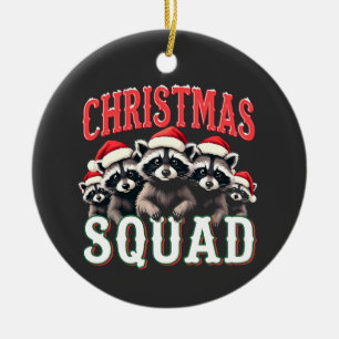 Vrolijk Kerstwasbeer Santa Hat Lovers Keramisch Ornament