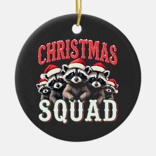 Vrolijk Kerstwasbeer Santa Hat Lovers Keramisch Ornament (Voorkant)