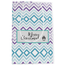 Vrolijk kerstwensen Chevron Patroon Medium Cadeauzakje