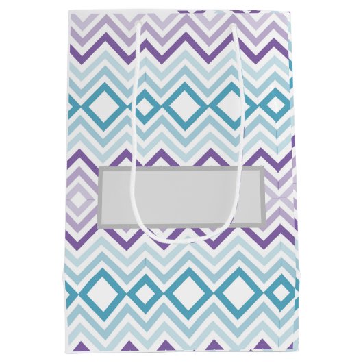 Vrolijk kerstwensen Chevron Patroon Medium Cadeauzakje (Achterkant)