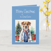 Vrolijk Kerstwensen Grote Doctor Fun Dog Doctor Kaart (Gele Bloem)
