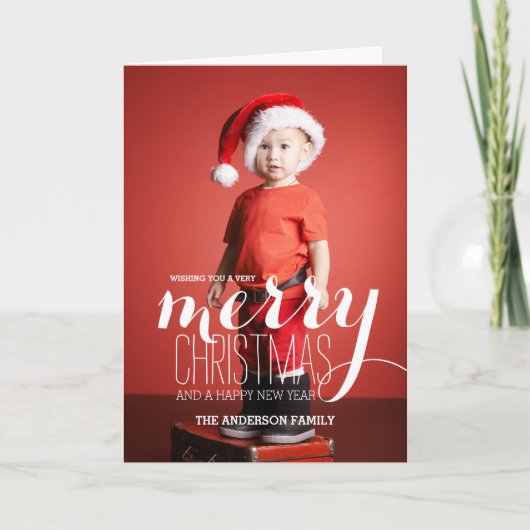 Vrolijk Kerstwensen Vakantiefoto Wenskaart Feestdagen Kaart (Voorkant)