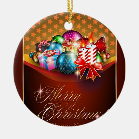 Vrolijk kerstWenskaart Keramisch Ornament (Voorkant)