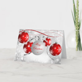 Vrolijk kerstWenskaart - Rood en wit Feestdagen Kaart