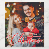 Vrolijk kerstwijn etiketten (Enkel label)