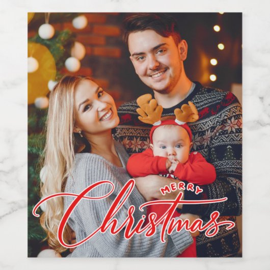 Vrolijk kerstwijn etiketten (Enkel label)