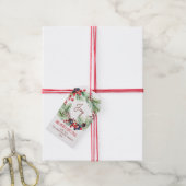 Vrolijk kerstwinter bessen dennen krans cadeaulabel (Met Touw)