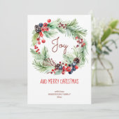 Vrolijk kerstwinter bessen dennen krans feestdagenkaart (Staand voorkant)