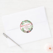 Vrolijk kerstwinter bessen dennen krans ronde sticker (Envelop)