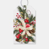 Vrolijk kerstwinter bloemenboeket waterverf cadeaulabel (Achterkant)