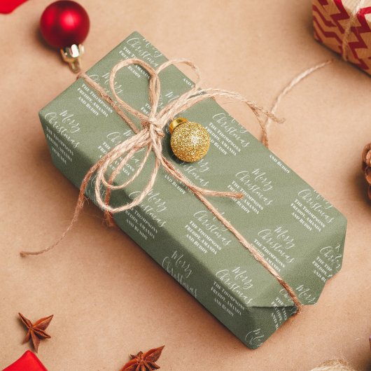 Vrolijk kerstwinter Holly groen Inpakpapier Vel