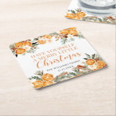 Vrolijk kerstwinter vakantie gedroogde sinaasappel kartonnen onderzetters (Schuin)