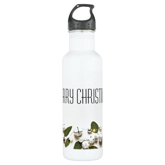 Vrolijk kerstwit Bells Modern Design Waterfles (Voorkant)