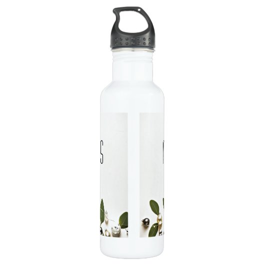 Vrolijk kerstwit Bells Modern Design Waterfles (Achterkant)