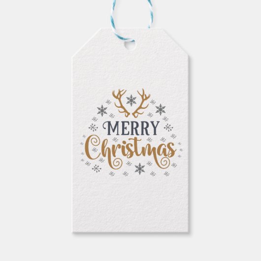 Vrolijk kerstwit cadeaulabel (Voorkant)