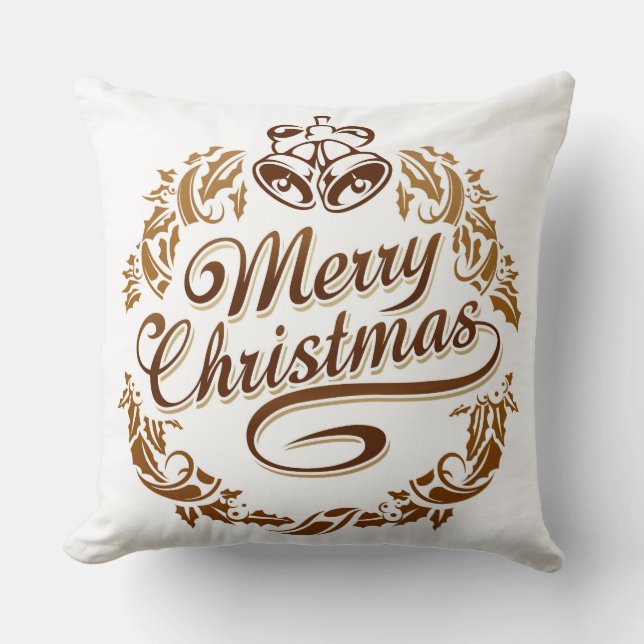 Vrolijk kerstwit decoratief PIllow Kussen (Voorkant)