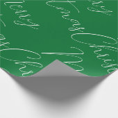 Vrolijk kerstwit handgeschreven tekst, groen cadeaupapier (Hoek)