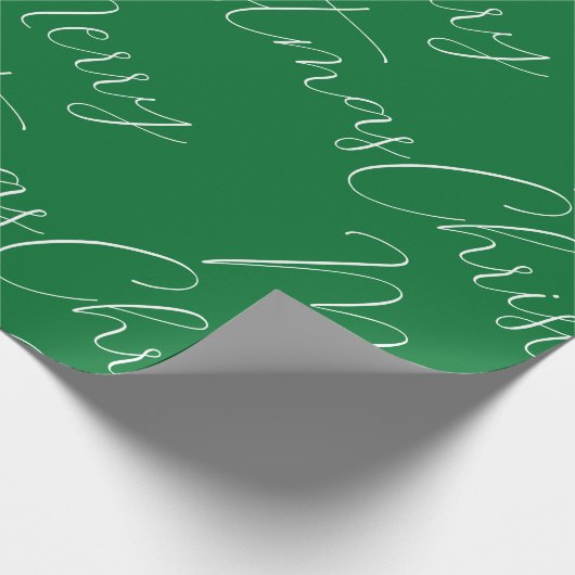 Vrolijk kerstwit handgeschreven tekst, groen cadeaupapier (Hoek)