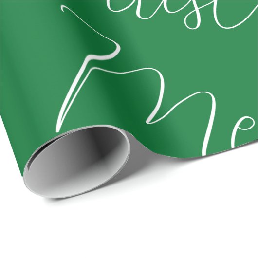 Vrolijk kerstwit handgeschreven tekst, groen cadeaupapier (Rol Hoek)