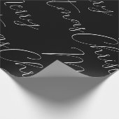 Vrolijk kerstwit handgeschreven tekst, zwart cadeaupapier (Hoek)