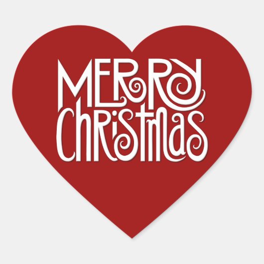 Vrolijk kerstwit Heart Sticker (Voorkant)