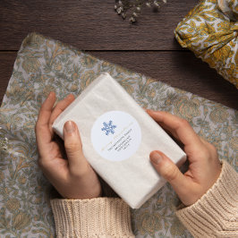 Vrolijk kerstwit marineschip grijs RSVP Snowflakes Ronde Sticker