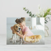 Vrolijk kerstwit Modern geborsteld Manuscript Feestdagenkaart (Staand voorkant)