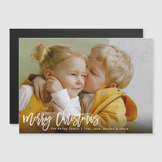 Vrolijk kerstwit penseel Magnet-Kaart (Voorkant / Achterkant)