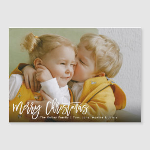 Vrolijk kerstwit penseel Magnet-Kaart