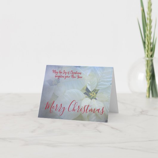 Vrolijk kerstwit poinsettia 20 feestdagen kaart (Voorkant)