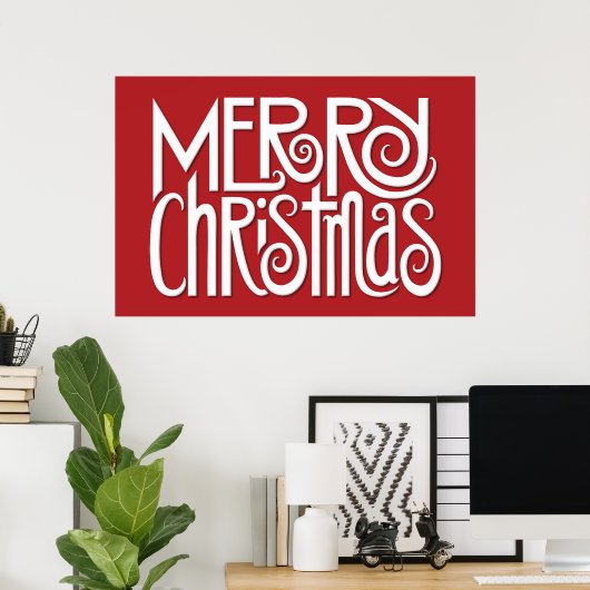 Vrolijk kerstwit Poster (Thuiskantoor)