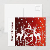 Vrolijk kerstwit rendiertje Elegant Red Custom Briefkaart (Voorkant / Achterkant)