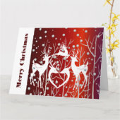 Vrolijk kerstwit rendiertje Elegant Red Custom Kaart (Gele Bloem)