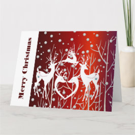 Vrolijk kerstwit rendiertje Elegant Red Custom Kaart