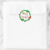 Vrolijk kerstwit, rode groene pooldots ronde sticker (Tas)