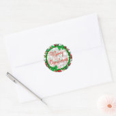 Vrolijk kerstwit, rood-groen feestesprins ronde sticker (Envelop)