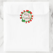 Vrolijk kerstwit, rood groen Snoep Ronde Sticker (Tas)